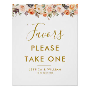 Poster fleurs blush or Symbole des faveurs