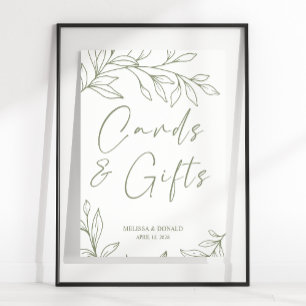 Poster Fleurs Bohème Sage Carte de Mariage Simple & Cadea