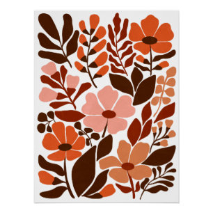 Poster Fleurs Bohèmes de la Mi-Siècle Tons Terreux