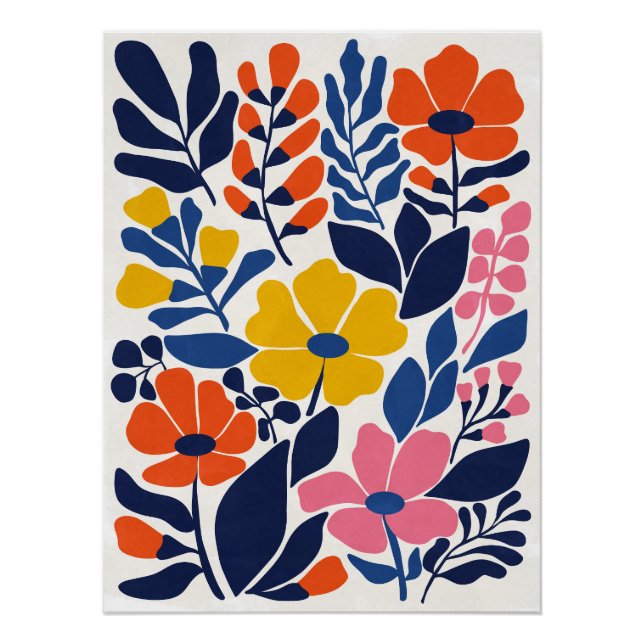 Poster Fleurs Bohèmes Moderne du Milieu du Siècle (Devant)