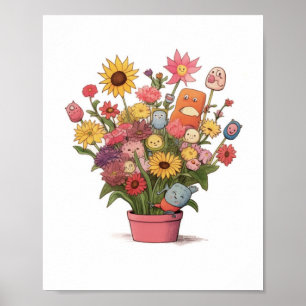 Poster Fleurs, bouquet, pot de fleurs