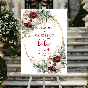 Poster Fleurs Bourgogne Rouge Profond Bienvenue Baby Show