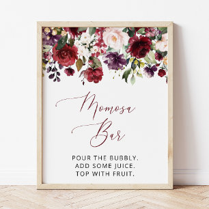 Poster Fleurs Bourgognes, Fleurs Roses, Boho, Momosa Bar