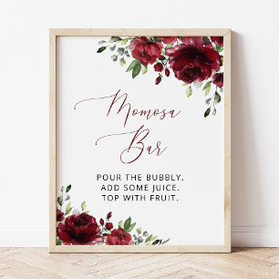 Poster Fleurs Bourgognes, Fleurs Rouges, Boho, Momosa Bar