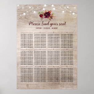 Poster Fleurs bourguignonnes Mariage rustique