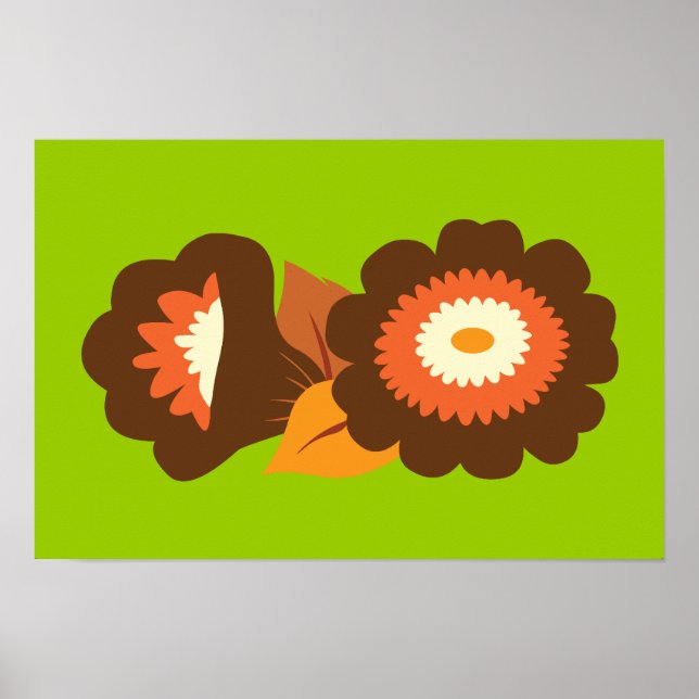 Poster Fleurs Brown rétro (Devant)