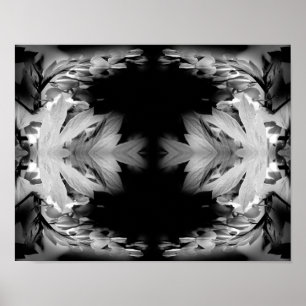 Poster Fleurs Cardiaques Saignantes En Noir Et Blanc Abst
