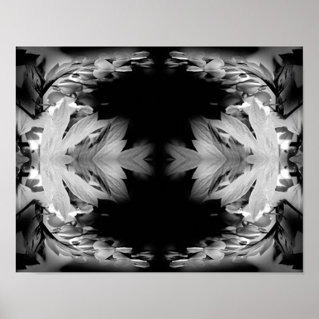 Poster Fleurs Cardiaques Saignantes En Noir Et Blanc Abst (Devant)
