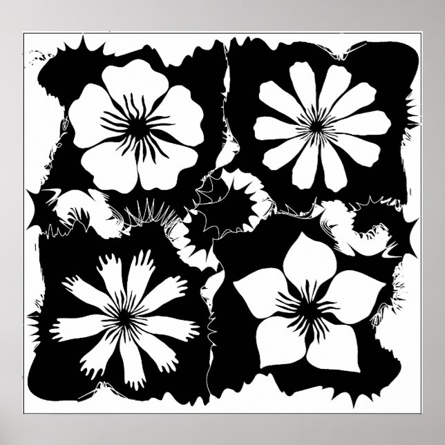 Poster Fleurs carrés (Devant)