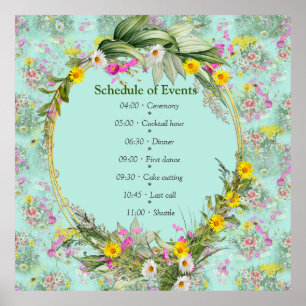 Poster Fleurs classiques de la prairie rétro