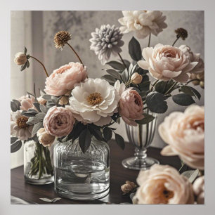 Poster Fleurs colorées Floral élégant inspiré de l'ancien