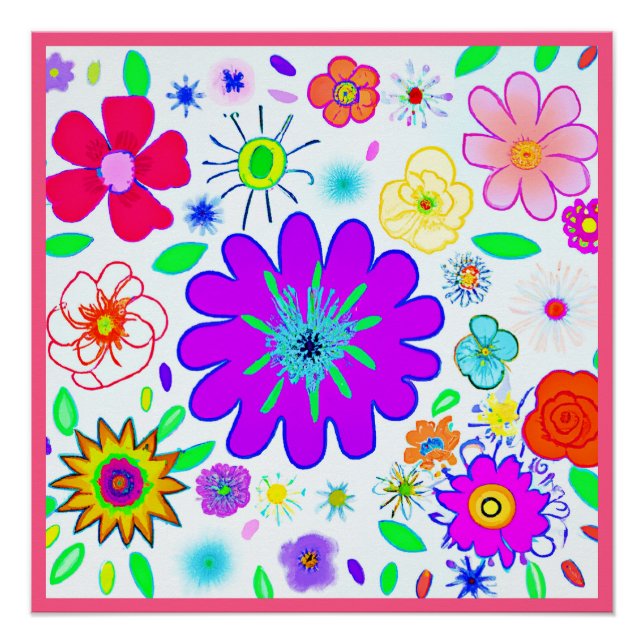 Poster Fleurs colorées Motif (Devant)