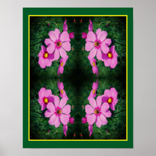 Poster Fleurs Cosmos rose miroir Abstrait