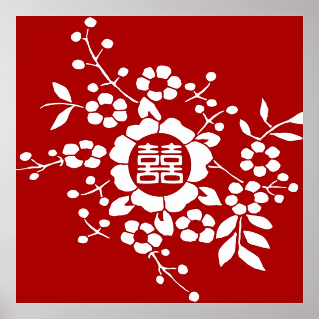 Poster Fleurs coupées en papier ・ Double Bonheur (Devant)