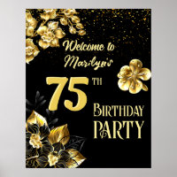 Fleurs d'anniversaire en noir et or personnalisées
