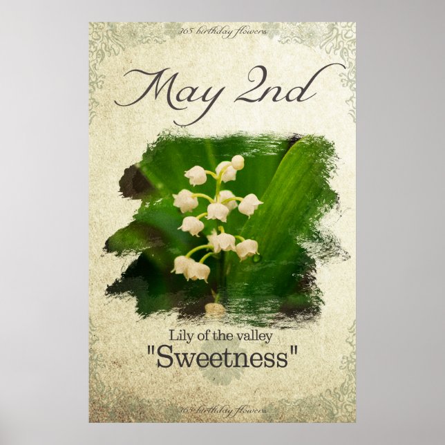Poster Fleurs d'anniversaire le 2 mai "Lily de la vallée" (Devant)