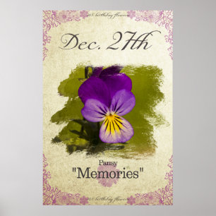Poster Fleurs d'anniversaire le Décembre 27 "Pansy"