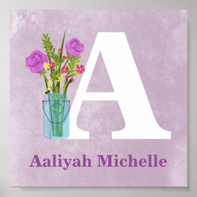 Poster Fleurs dans Ball Mason Vase Personnalisé Fille Art (Devant)