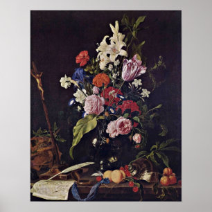 Poster Fleurs dans le vase en verre avant janvier