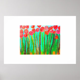 Poster Fleurs dans l'herbe haute