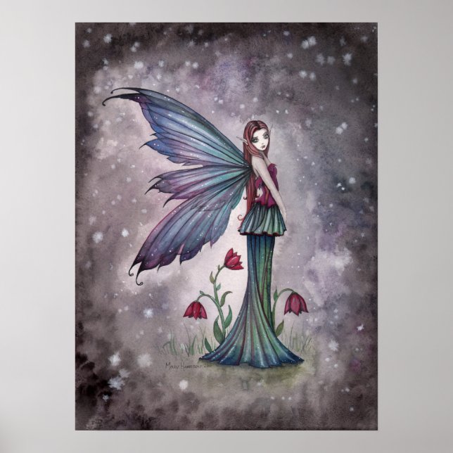 Poster Fleurs dans l'impression de fées hivernales (Devant)