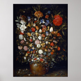 Poster Fleurs dans un bateau en bois
