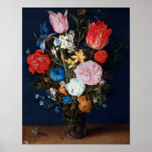 Poster Fleurs dans un navire en verre, Jan Brueghel l'Anc (Devant)