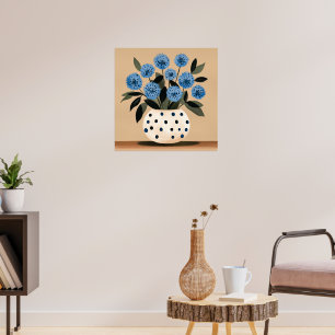 Poster Fleurs dans un vase à pois