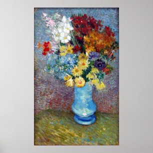 Poster Fleurs dans un vase bleu de Vincent van Gogh