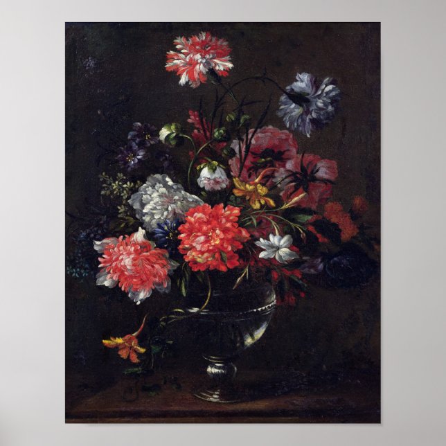 Poster Fleurs dans un vase de verre (Devant)