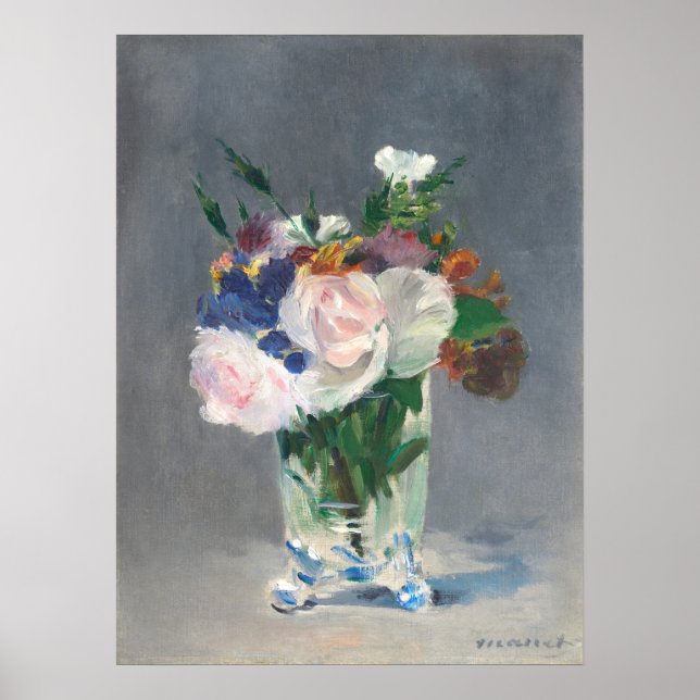 Poster Fleurs dans un Vase en cristal - Edouard Manet Art (Devant)