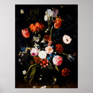 Poster Fleurs dans un vase en verre Jan van Kessel l'Anci
