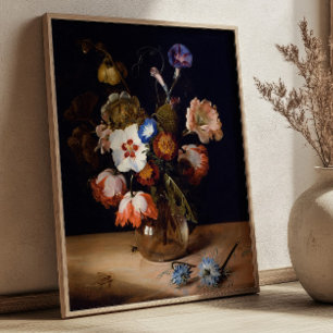 Poster Fleurs dans un vase en verre par Dirck de Bray Vin