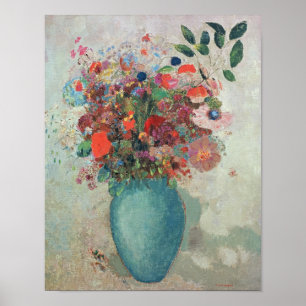 Poster Fleurs dans un vase turquoise, vers 1912