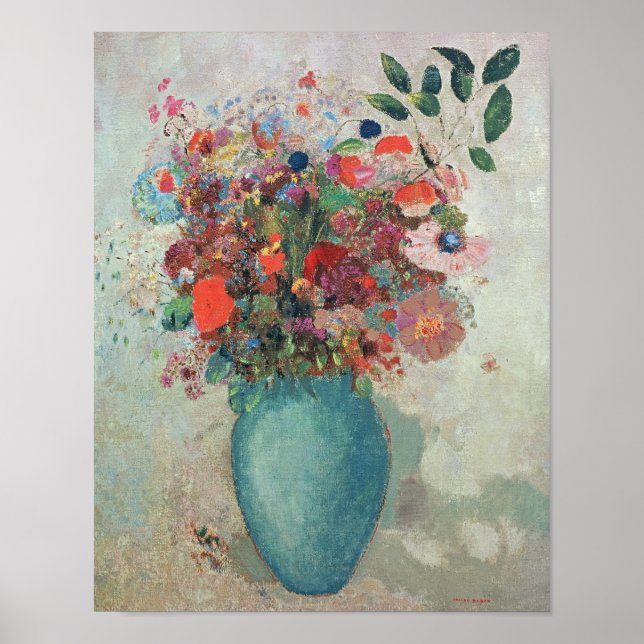 Poster Fleurs dans un vase turquoise, vers 1912 (Devant)