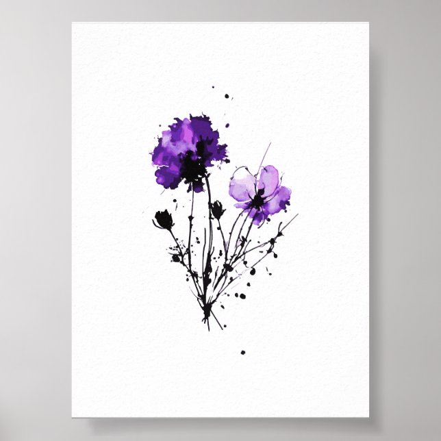Poster Fleurs d'aquarelle Abstraites (Devant)