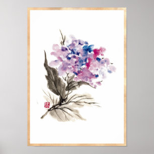 Poster fleurs d'aquarelle classique cool chinoise
