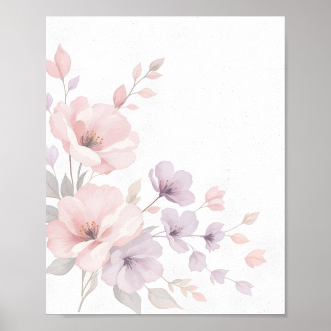 Poster Fleurs d'aquarelle Pastel (Devant)