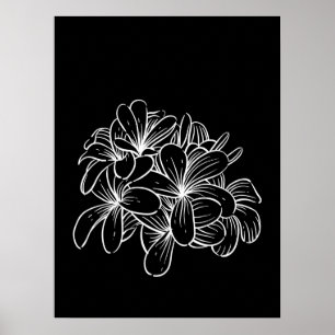 Poster Fleurs d'art à ligne florale minimes Noir Blanc