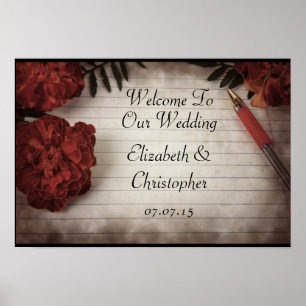 Poster Fleurs d'automne Bienvenue à notre mariage