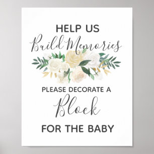 Poster Fleurs de baby shower Construire un panneau d'acti