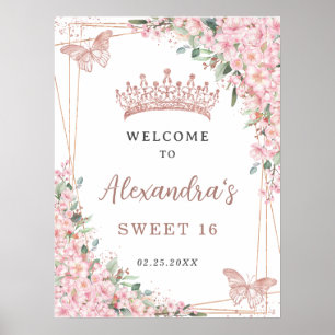 Poster Fleurs de cerise Rose Beurre d'or doux 16