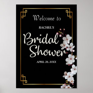 Poster Fleurs de cerisier blanches et cadre doré pour Bab