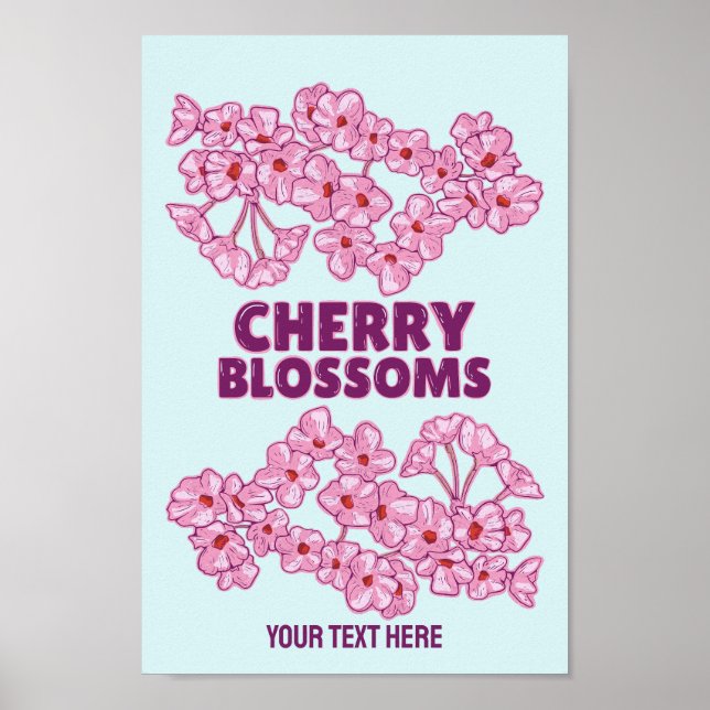 Poster Fleurs de cerisiers roses (Devant)