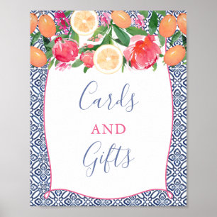 Poster Fleurs de Citron Bold Cartes et Cadeaux en Carreau