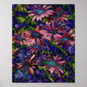 Poster Fleurs De Cône Violet Et Bleu