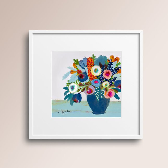 Poster Fleurs de couleurs vives dans un vase (Créateur téléchargé)
