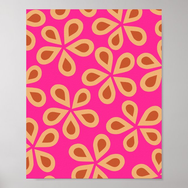 Poster Fleurs De Faisée 04 Rose Chaud Et Orange (Devant)