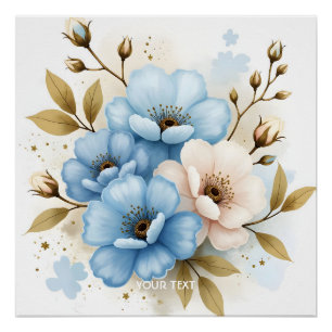 Poster Fleurs de fantaisie mignonnes aquarelle pastel