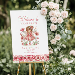 Poster Fleurs de Fée Magiques Rouge aux Joues 3ème Annive